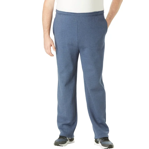 Men's Big & Tall Wicking Fleece Open Bottom Pants by KS Sport in Heather Navy (Size 7XL)