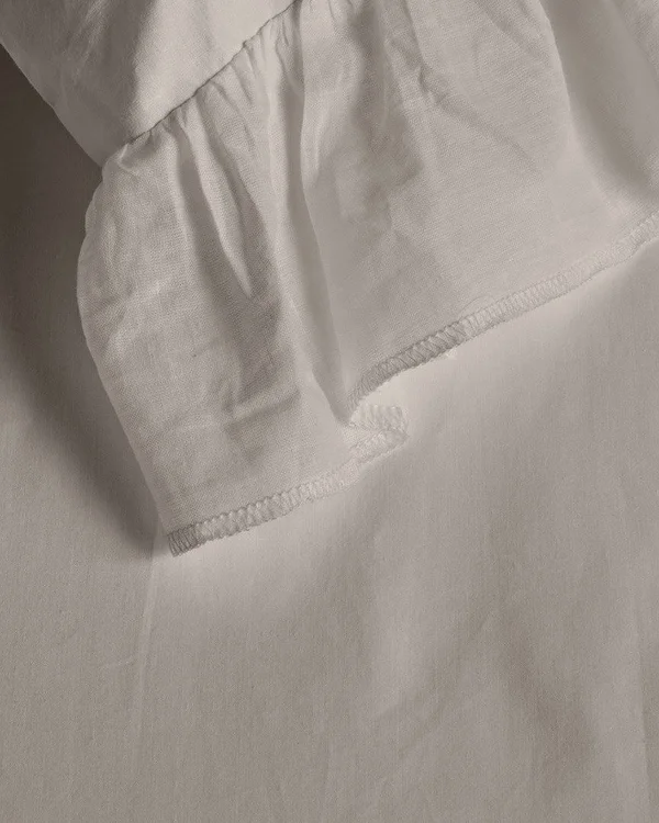 Boho Bed Voile Ruffle Duvet Set Pebble