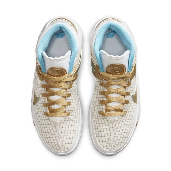 Nike Kd13 Grade School Boys& Basketball Shoes - White/Gold, Size: 4