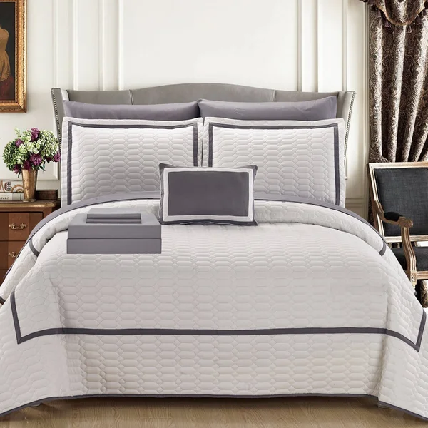 Chic Home Antoine Geometrical Decorative Pillows & Shams 8 Piece - White, King