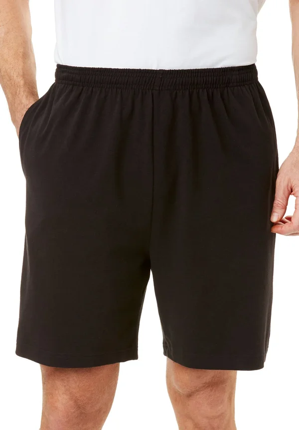 Men's Big & Tall Lightweight Jersey Shorts by KingSize in Black (Size L)