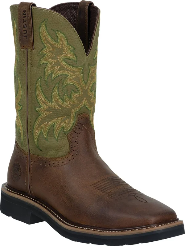Justin Men's Cowhide Stampede Work Boots, Brown