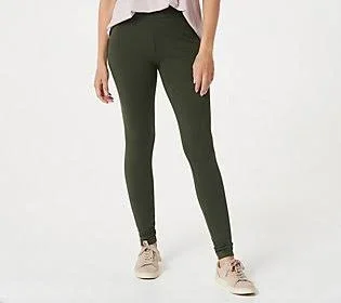 Logo Layers by Lori Goldstein Reg. Knit Pull-On Leggings, Size X-Small, Dark Elm