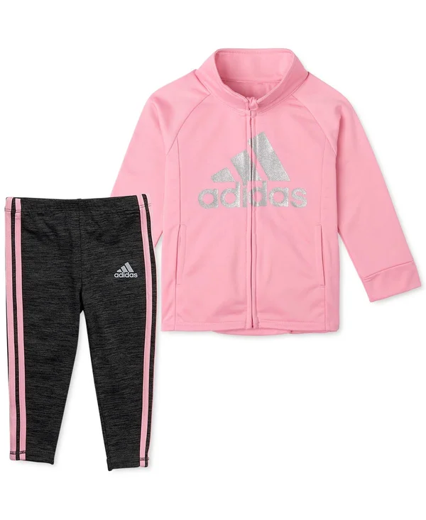 Adidas Little Girls 2-pc. Tricot Jacket & Melange Tights Set - Light Pink