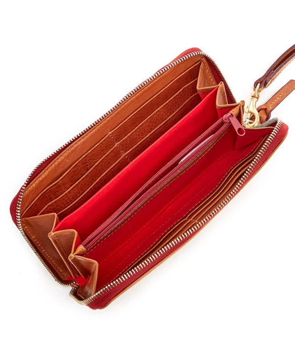 Dooney & Bourke Florentine Large Zip Around Wristlet Wallet Ecru