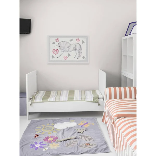 Marmont Hill Curly Unicorn Framed Wall Art - Size: 16 x 24, White