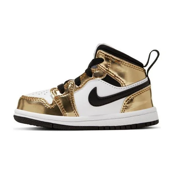Jordan Boys AJ 1 Mid SE - Shoes Metallic Gold/Black/White Size 10.0