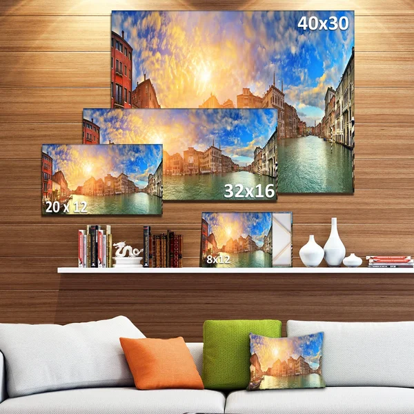 Grand Canal Venice Panorama - Cityscape Artwork Print on Canvas - 40 in. Wide x 30 in. High