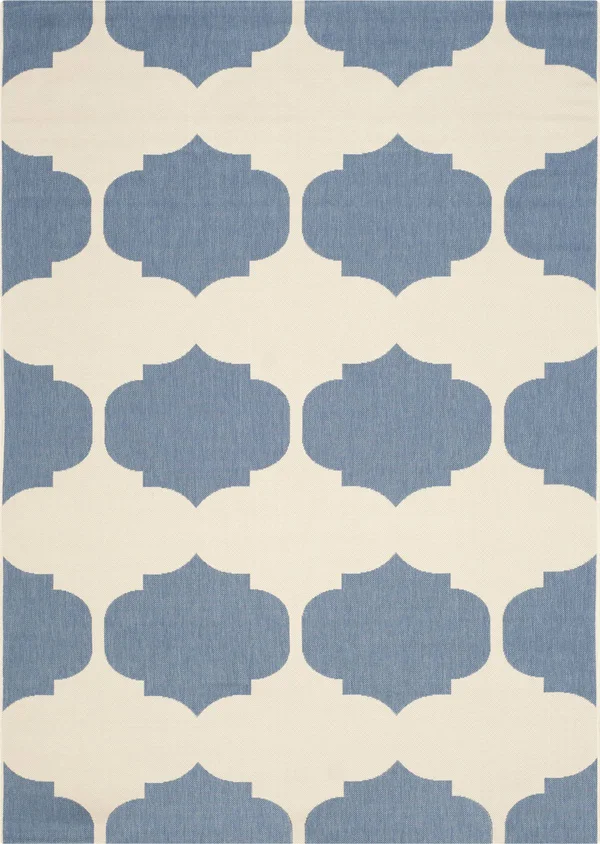 Safavieh Courtyard Beige & Blue 5&-3x22 x 5&-3x22 Square Indoor/Outdoor Rug