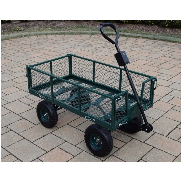 45 Sturdy Forest Green Metal Garden Utility Cart with Adapter Handle