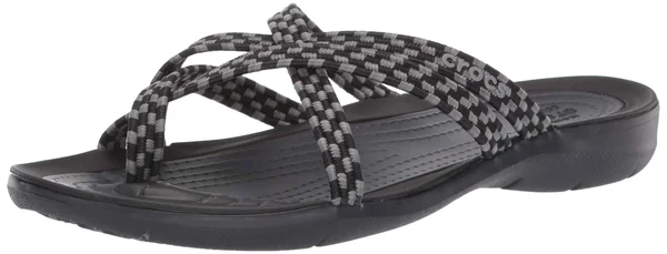 Crocs Swiftwater Braided Web Flip (Black/Black) Women's Sandals