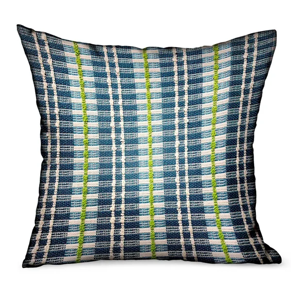 Plutus Garden Tassel Blue Stripes Luxury Outdoor/Indoor Throw Pillow 22x22 x 22x22