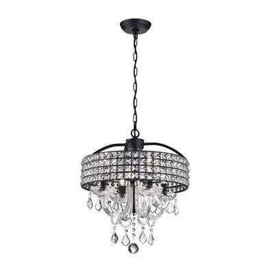 Barkell 4-Light Crystal Chandelier Finish: Black and Brown