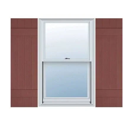 14 inchw x 30 inchh Lifetime Vinyl - Custom Four Board Joined (2 Batten), Board-n-Batten Shutters, w/Shutter-Loks (Per Pair), Bur