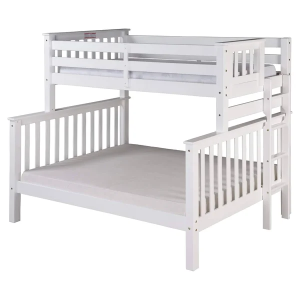 Camaflexi Santa Fe Mission Tall Bunk Bed Twin over Full - Bed End Ladder - White