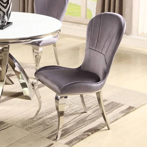 Chintaly Imports Erin Stainless Steel Round Back Cabriolet Side Chair
