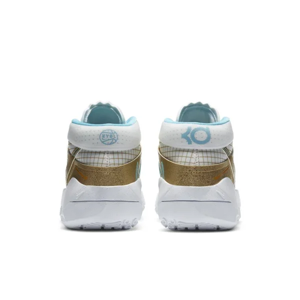 Nike Kd13 Grade School Boys& Basketball Shoes - White/Gold, Size: 4