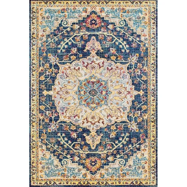 Westfield Home Versailles Amberley Blue Runner Rug - 2&7 inch x 7&2 inch - Beige