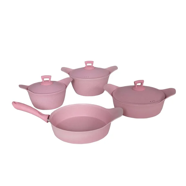 Fiesta Granite Cookware Set, 7 Pcs, Pink - 4 Piece