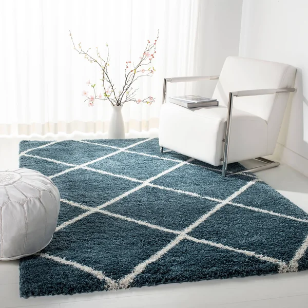 Safavieh 11& x 15& Hudson Shag SGH281L Hudson Shag 281 Slate Blue, Ivory Rug