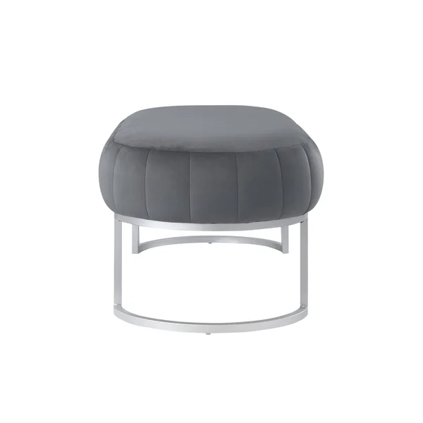 Nicole Miller Flavia Bench – Grey/Silver Velvet