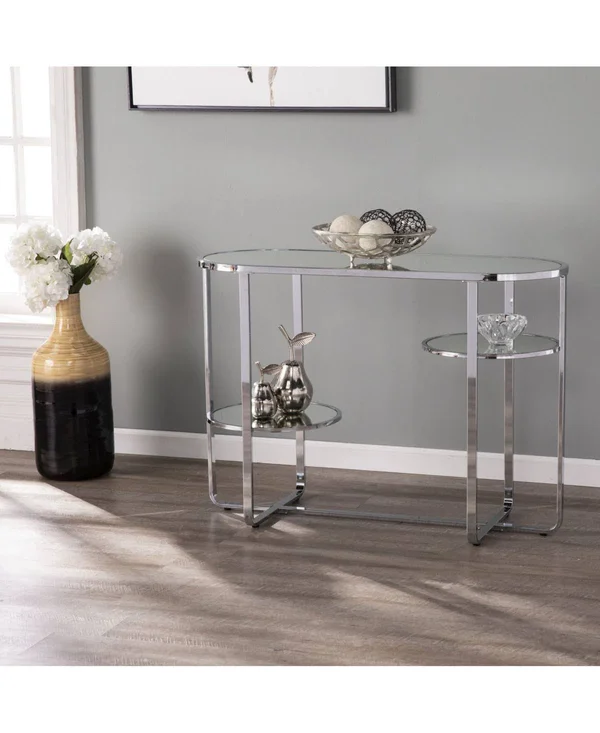 Southern Enterprises Constance Mirrored Console Table with Storage - Silver