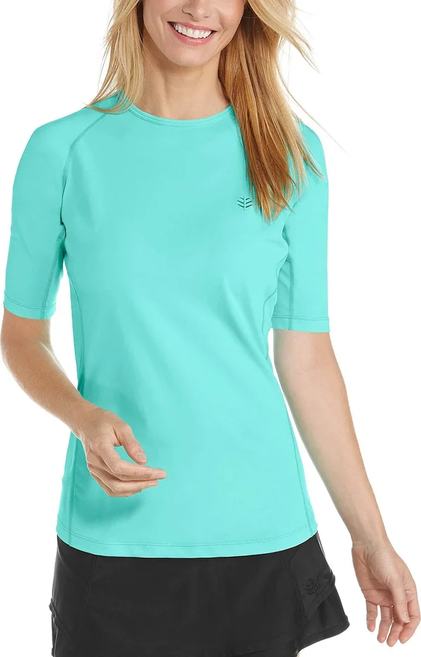 Coolibar UPF 50+ Women's Hightide Short Sleeve Swim Shirt - Sun Protective