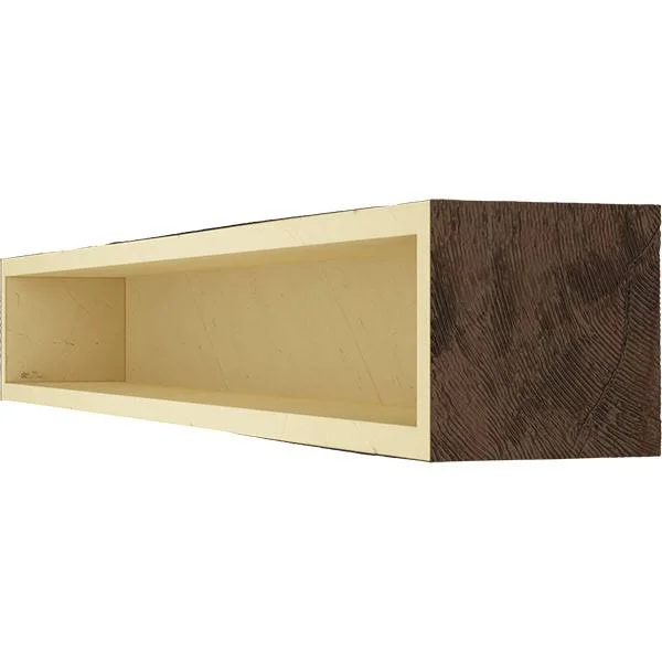 Ekena Millwork MANURS08X10X60ZH 8x22H x 10x22D x 60x22W Rough Sawn Faux Wood Fireplace Mantel, Premium Hickory