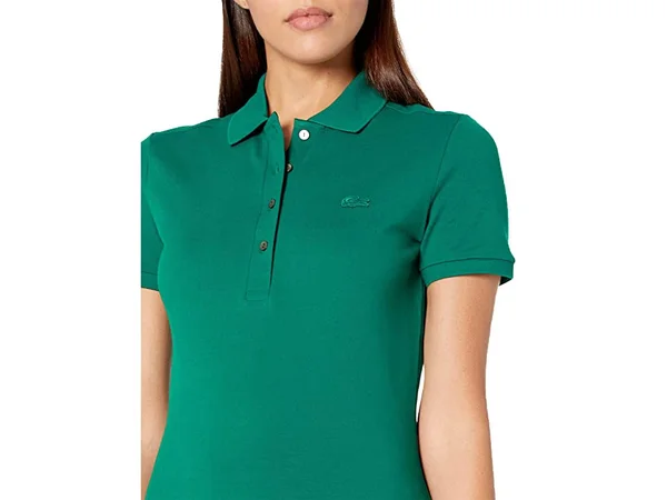 Lacoste Women's Short Sleeve Slim Fit Stretch Pique Polo Dress, Swing, 2