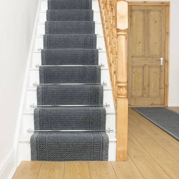 runrug USA Aztec Gray Stair Carpet Runner Length: 7 foot, WIDTHS