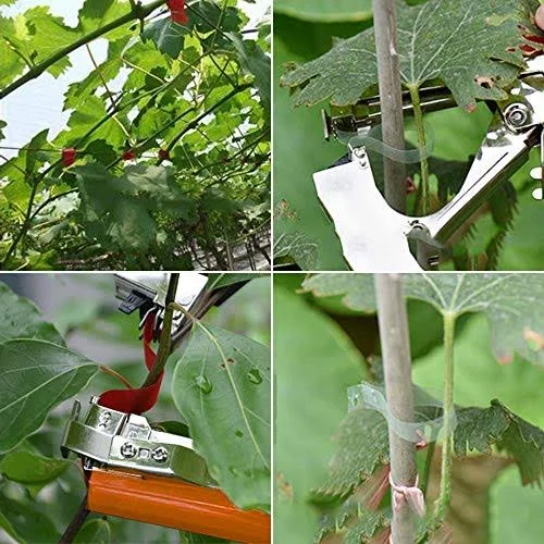 FUNTECK Plant Tying Machine Tapener Tool for Grapes - Raspberries, Tomatoes and Vining Vegetables, Comes with Tapes, Staples
