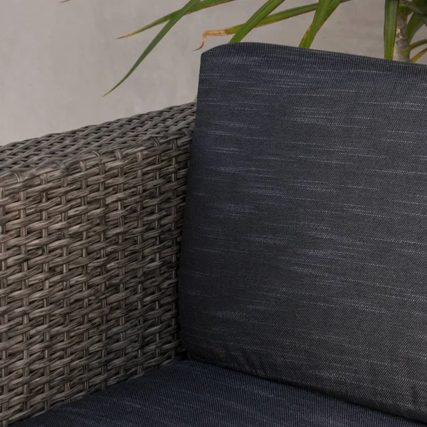 Puerta Outdoor Wicker Loveseat with Cushion by Christopher Knight Home grey/mixed Black Cushion