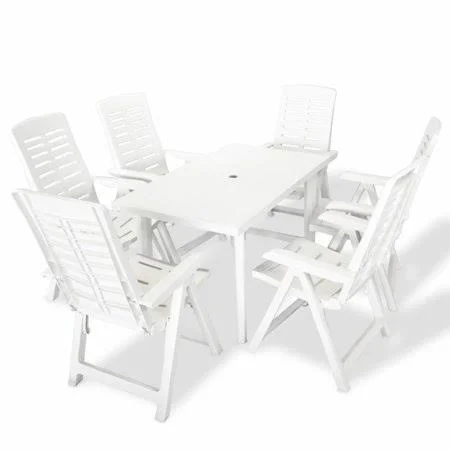 7 Piece Outdoor Dining Set White - Men's