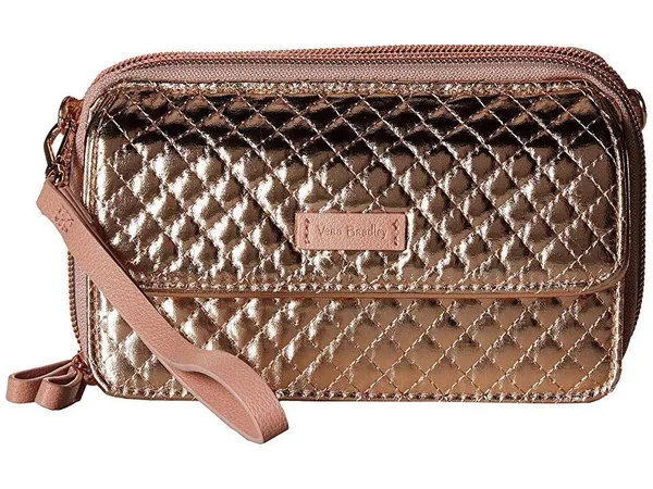Vera Bradley Iconic RFID All in One Crossbody Rose Gold Shimmer