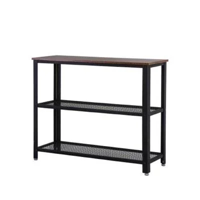 Industrial Console Table - Hallway Table with 2 Mesh Shelves, Side Table and Sideboard, Living Room, Corridor, Steel, Black 17 Sto