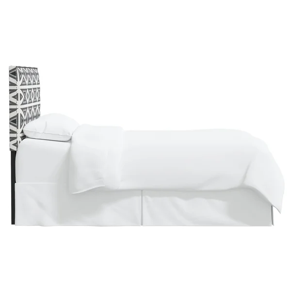 Queen Bella Nail Button Border Headboard Gray Linen with Pewter Nailbuttons - Skyline Furniture