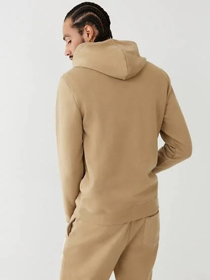 True Religion Men's Large Logo Hoodie - Beige - Size L