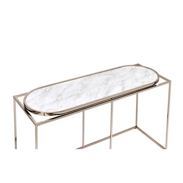Furniture of America Abair Metal Console Table in Champaign and White