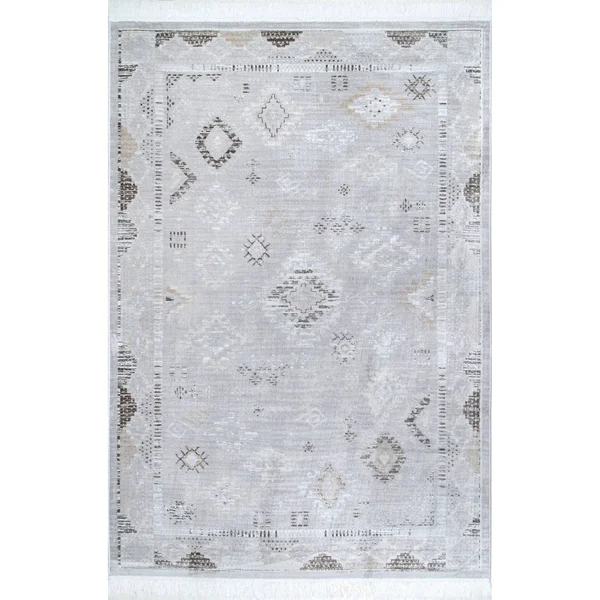 nuLOOM Maida Vintage Tribal Silver 4 ft. x 6 ft. Area Rug