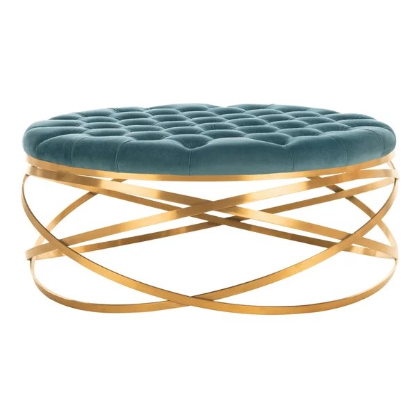 Safavieh Rumi Seafoam Tufted Velvet Ottoman - 37.2" x 37.2" x 15.8"