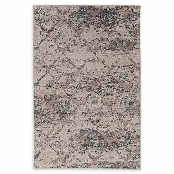 Linon Home Vintage Aristocrat Trellis 5' x 7'6 Area Rug in Grey