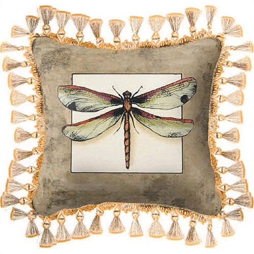 Fine Art Tapestries Butterfly Dragonfly I Throw Pillow