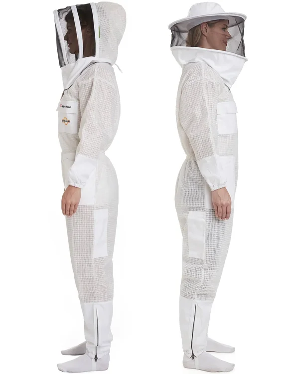 Natural Apiary - Zephyros Protect Beekeeping Suit - White - Clear View Fencing Veil - Keep Fresh & Comfortable with Maximum