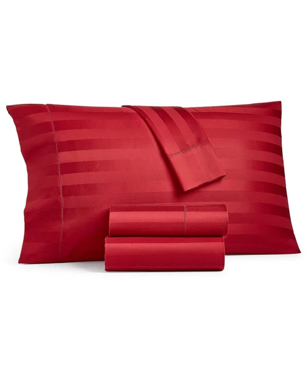 Charter Club Damask 1.5x22 Stripe 100% Supima Cotton 550 Thread Count Pillowcase Pair, King, Created for Macy&s - Saffron Gold