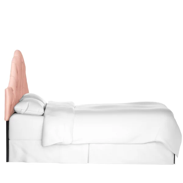 Full High Arched Diamond Tufted Headboard in Velvet Blush Pink - Skyline Furniture