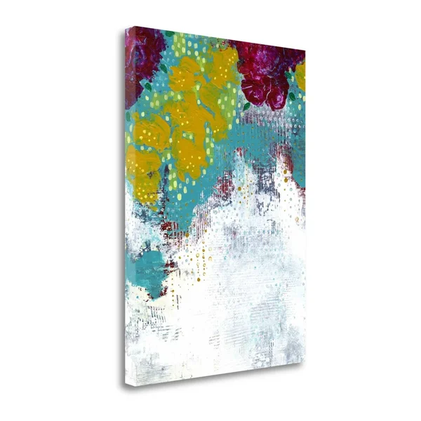Tangletown Fine Art Purple and Gold Floral Abstract by Sarah Ogren Giclee on Gallery Wrap Canvas - 28x22 x 39x22 - Multi