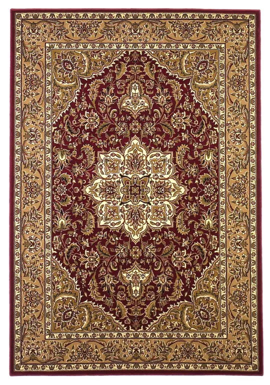 Kas Cambridge 7326 Kashan Medallion 2&2x22 x 7&11x22 Runner Red, Beige Area Rug