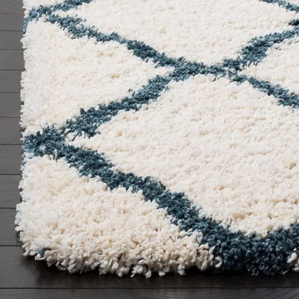 Safavieh Hudson Shag Ariola Trellis 2-Inch Thick Rug - 2&3x22 x 10& Runner - Slate Blue/Ivory
