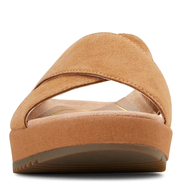 Vionic Hayden Women's Platform Slip-On Sandal Toffee Suede - 5 Wide