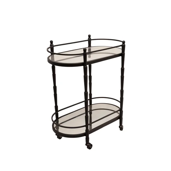 Sagebrook Home Metal 28x22 2 Tier Oval Bar Cart - Black
